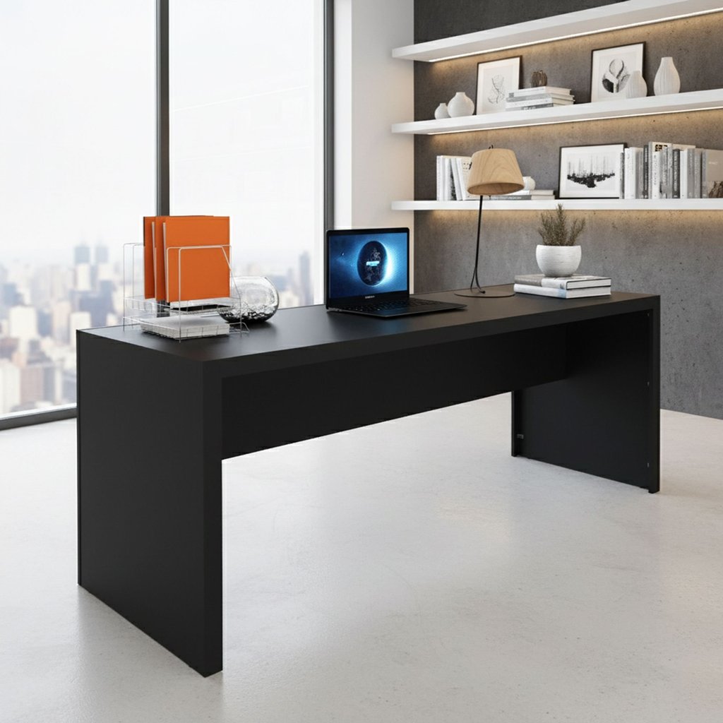 Escrivaninha Mesa Escritório 2 Lugares 180cm ME4185 Preto em Oferta na Shopee