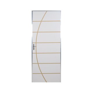 Kit Porta de Madeira Decorada 212x65cm com Batente de Alumínio 3,6cm Neblina Mgm Abertura Esquerda Branco em Oferta na Shopee