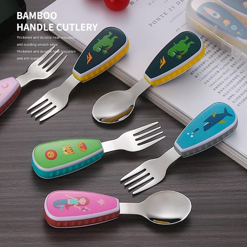 RoadGold Conjunto De Talheres De Desenho Animado Colher De Treinamento De Alimentos Sobremesa Para Crianças Alimentação em Oferta na Shopee