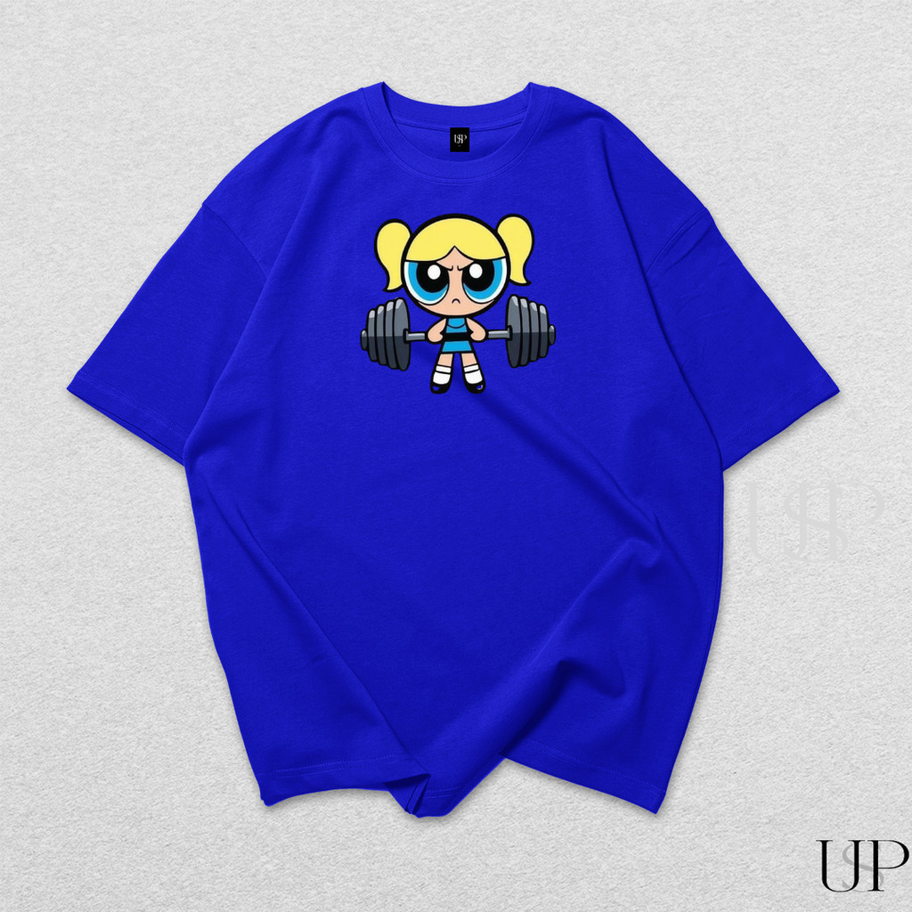 Camiseta Camisa Lindinha Super Poderosas T-shirt Academia Gym Treino Azul Estampada Desenho