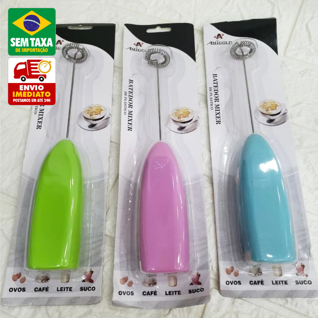 TOP Batedor Mixer Portátil Plástico  de Café Leite e Achocolatado Prático