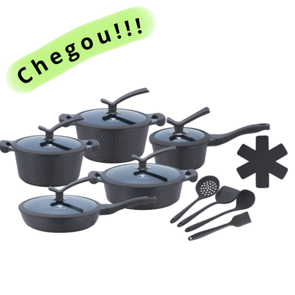 Jogo de Panelas Ceramic Life 16 Peças Antiaderente Indução Bege Rose Cinza