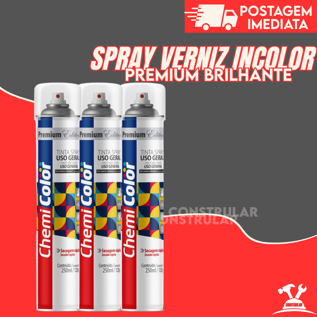 Tinta Spray Verniz Incolor Brilhante 250ml – Secagem Rápida, Uso Geral e Brilho em Bijuterias em Oferta na Shopee