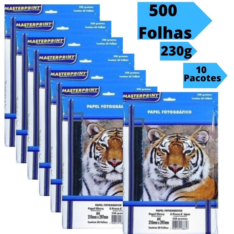 Papel Fotográfico A4 Glossy 230g  Premium Brilho MasterPrint 500 Folhas em Oferta na Shopee