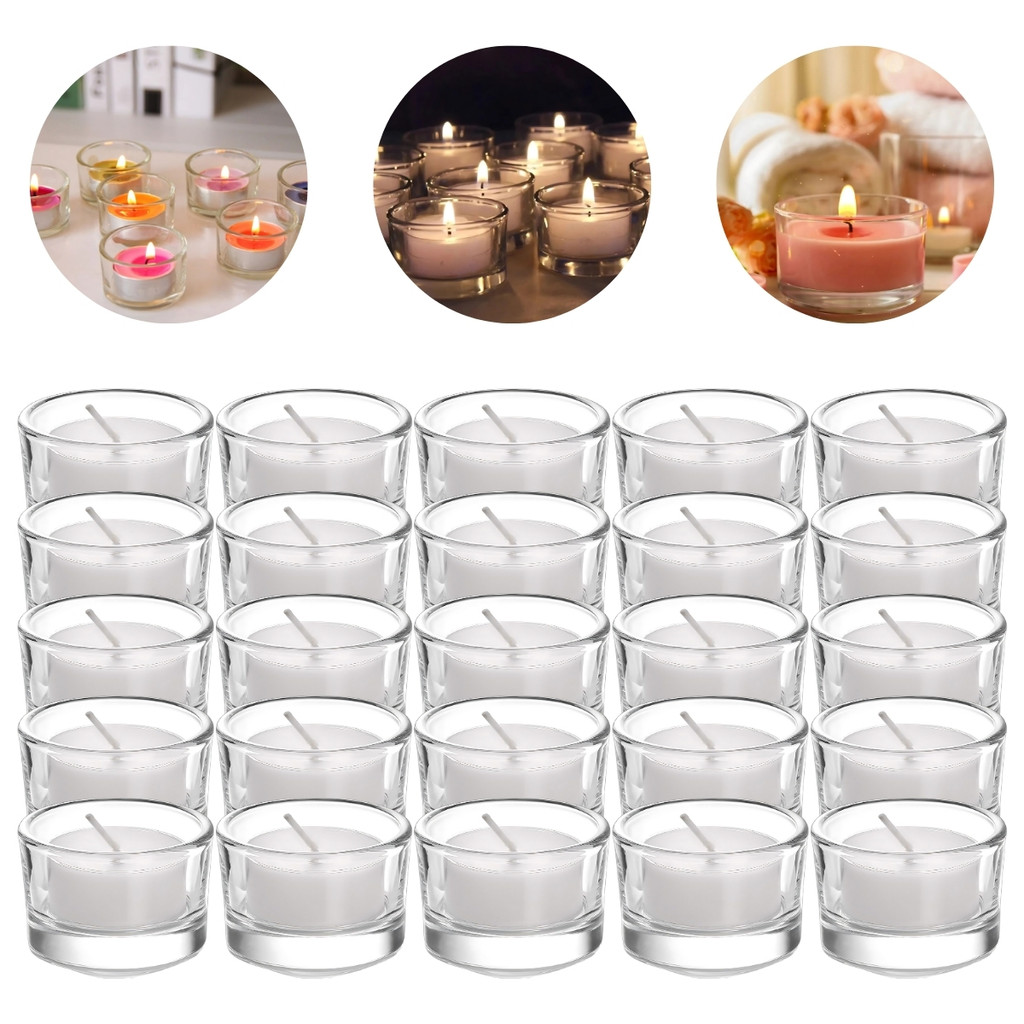 50 Castiçais De Vidro Redondo P/ Decoração Porta Vela 35ml em Oferta na Shopee