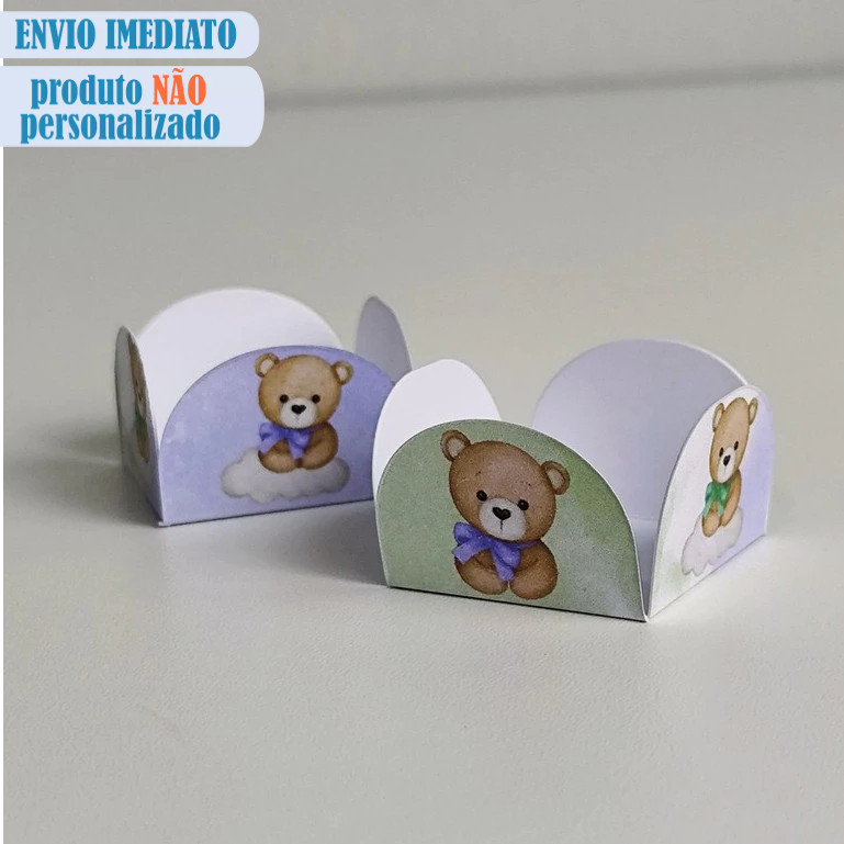 Forminhas chá revelação URSINHO VERDE E LILÁS - Kit Forminhas p doces festa de aniversário infantil