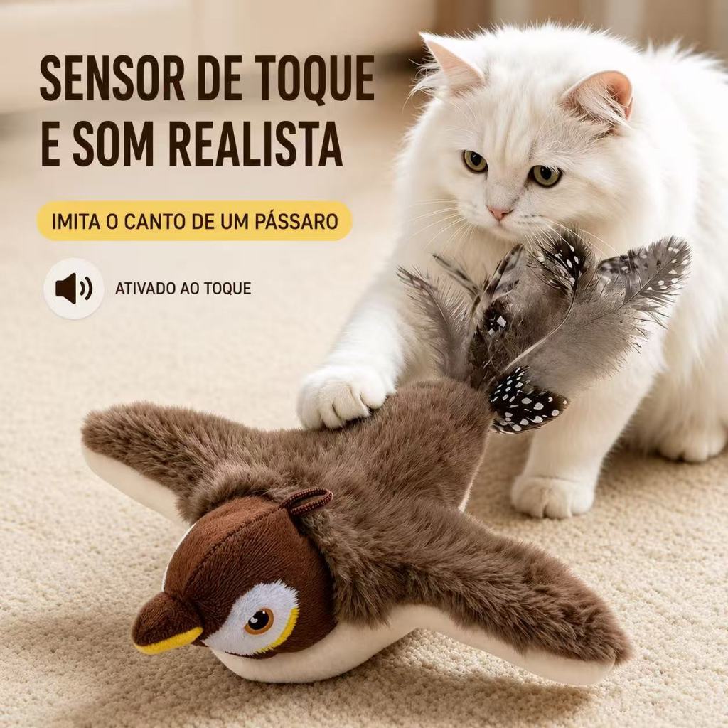 Asas Interativas Batendo Pardal Gato Brinquedo Chilrear Pássaro Toque Ativado Recarregável USB Para Gatinhos Cães Pequen