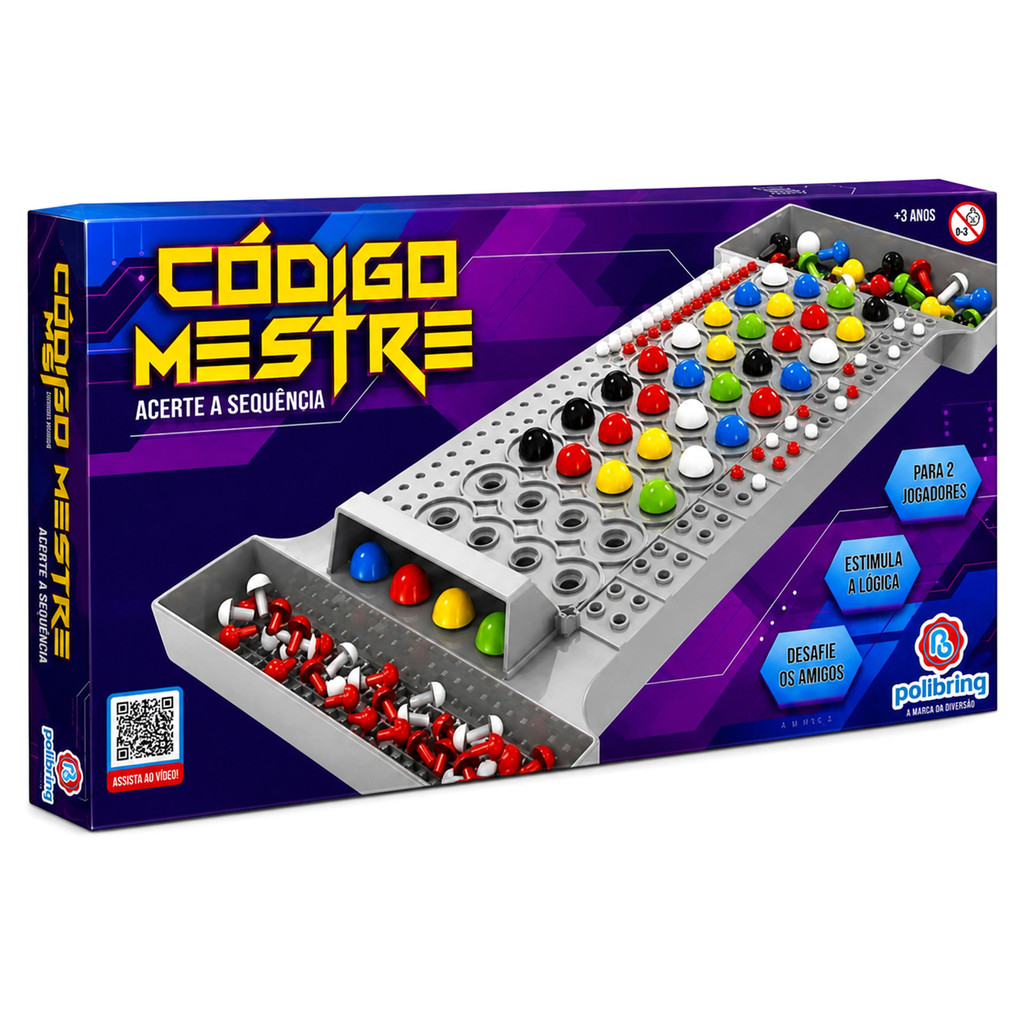 Jogo Código Mestre Com Pinos Coloridos Desafio De Lógica E Dedução PB549 - Polibrinq
