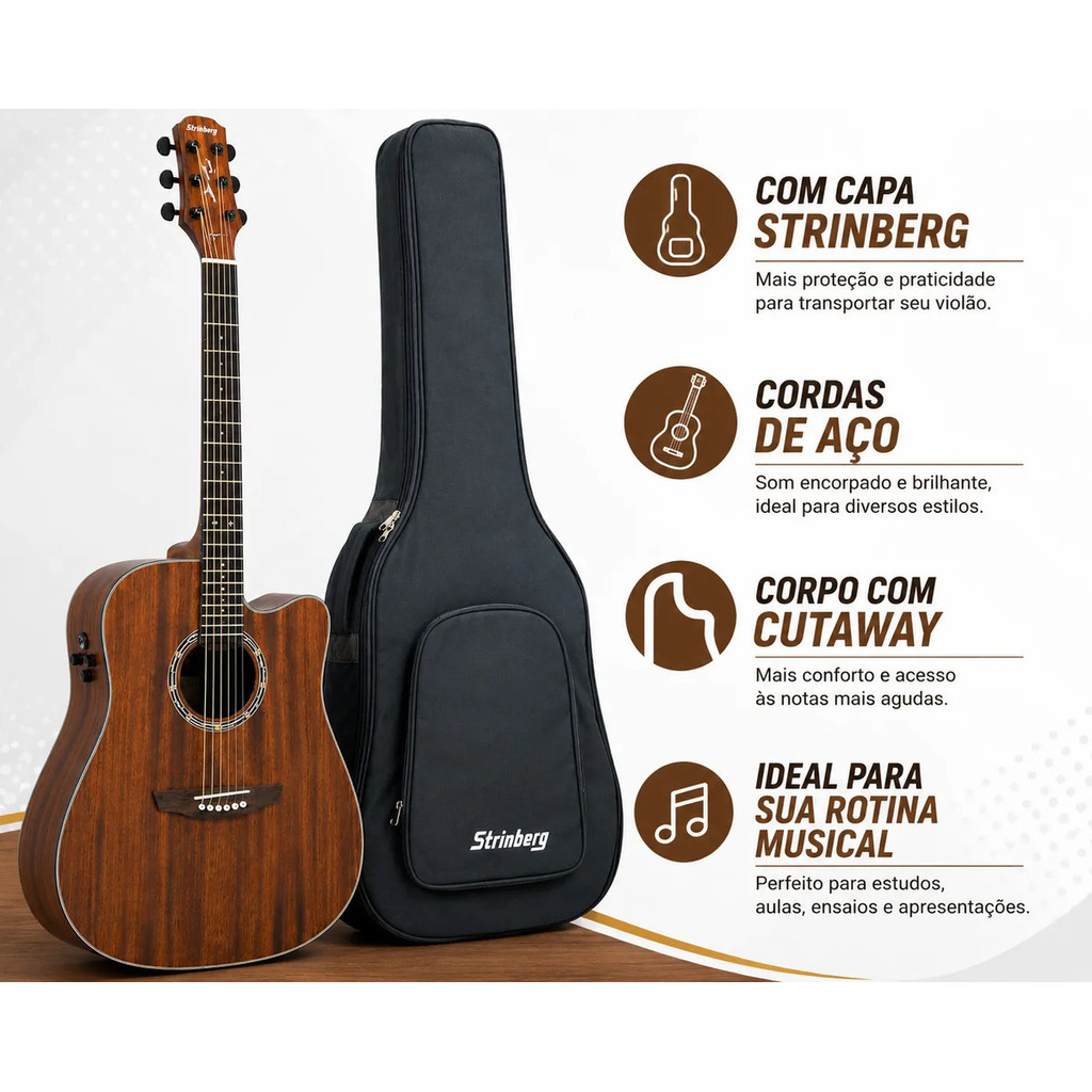 Violão Strinberg Le50c Mgs Com Capa Mahogany Satin Destro La — imagem 2 de 2