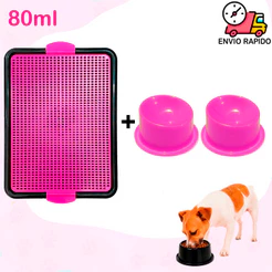 Sanitário Canino Tapete Para Cachorro Cães Com Comedouro E Bebedouro Elevado 80ml