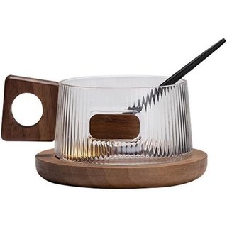 Conjunto de Xícaras de Café de Vidro Dxcaicc 9 oz, Xícara de Chá de 250ml com Alça, Xícara de Suco Transparente com Pire