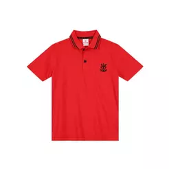 Camiseta Polo Unissex Flamengo Infantil Brandili Vermelho