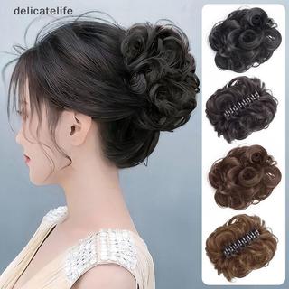Chignon Sintético Bagunçado Coque Garra Clipe Em Pedaço De Cabelo Ondulado Encaracolado Extensões De Rabo De Cavalo Scru