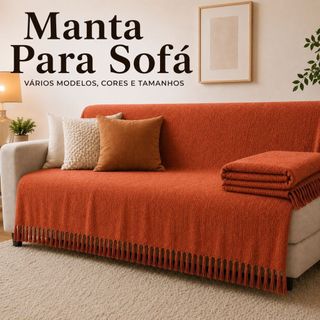 Manta Decorativa Premium Para Sofá 4,00M x 1,80M / 3,00M x 1,80 / 2,40 x 1,80 / 2,10 x 1,20 100% Algodão Vários Modelos