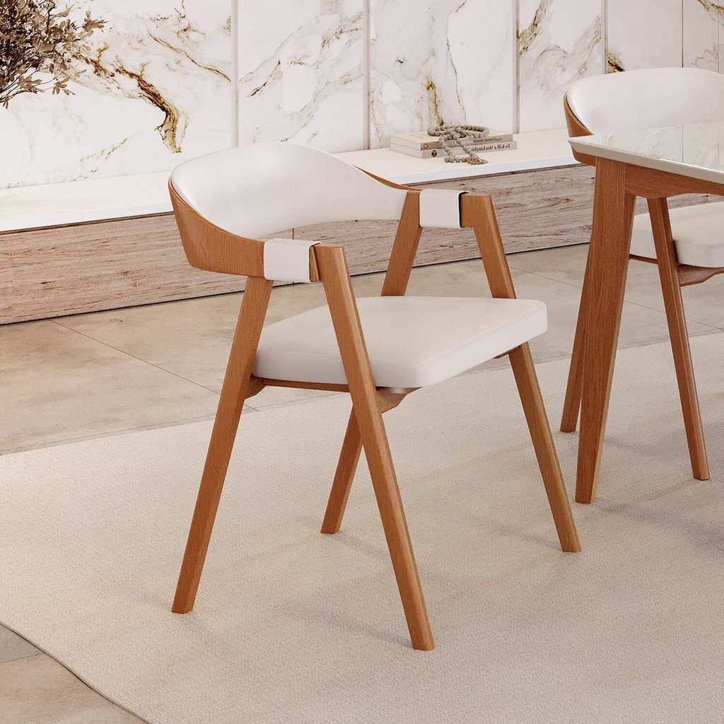 Kit 8 Cadeiras para Mesa de Jantar Gaia Yescasa Bege Linho Nude
