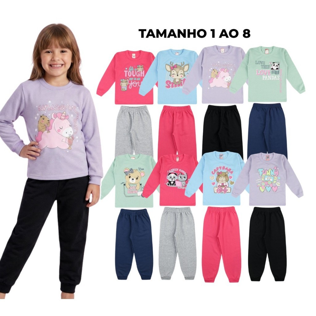 Roupa Infantil Inverno conjuntos de Moletom masculino e feminino estampas sortidas