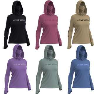 Camiseta de Pesca Feminina Mar Negro com Capuz e Buff 360° Proteção UV By Eduardo Monteiro