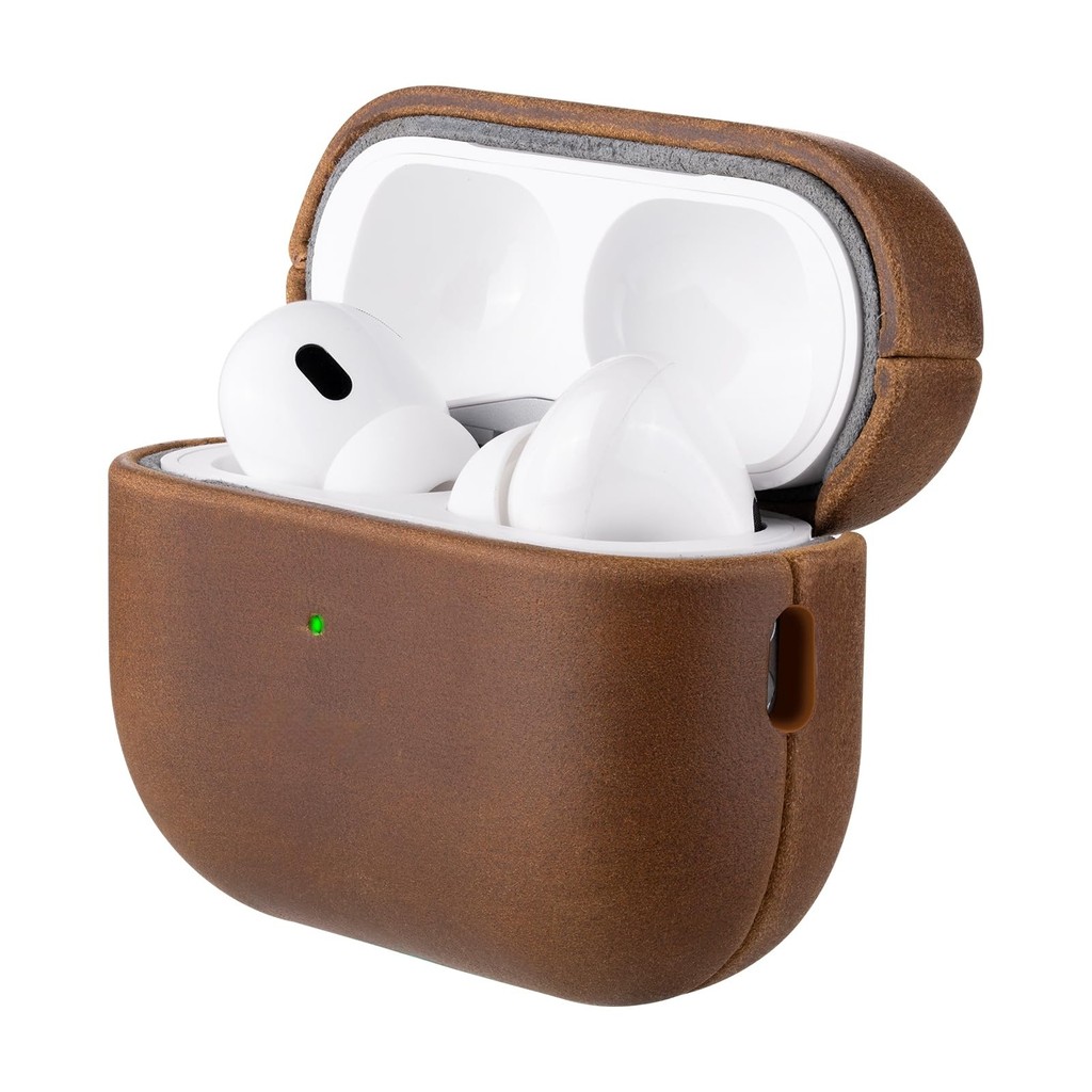 Para AirPods Pro 3 Crazy Horse Couro Genuíno Fone De Ouvido Caso Protetor Apple