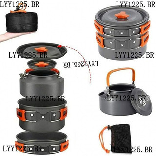 Kit De Panelas Para Acampamento Ao Ar Livre , Conjunto De Cozinha , Chaleira De Água , Panela , Viagem , Caminhadas , Pi