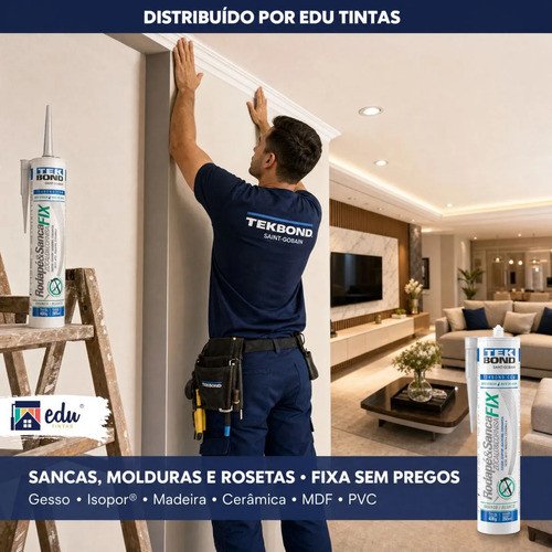 Rodapé E Sanca Fix Cola 400g Branca Tekbond Branco Branco