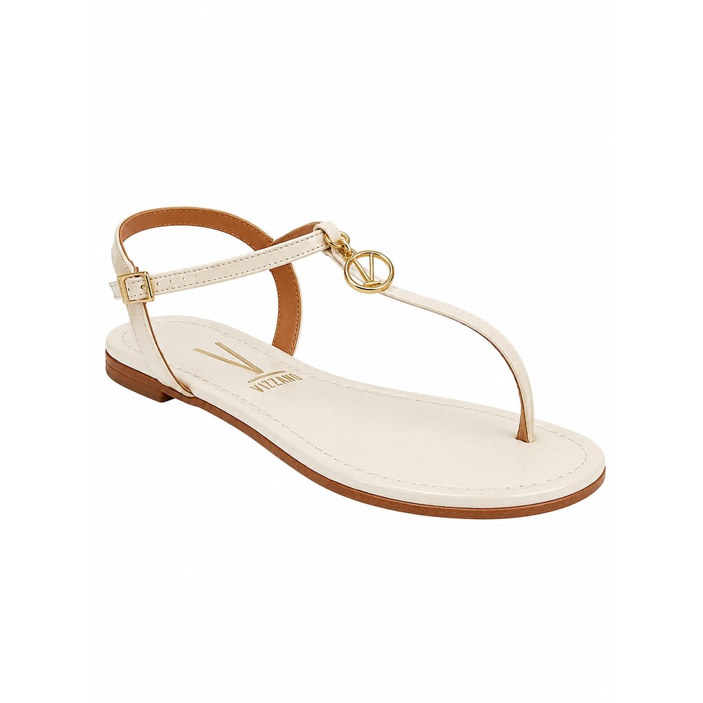 Sandália Rasteira Vizzano Feminina Branco Off Fivela Dourada