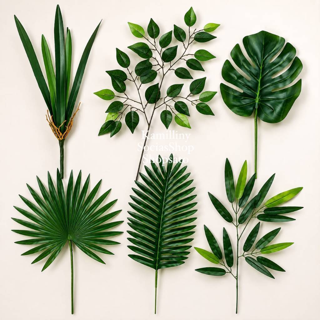 Kit 2 Folhas Decorativas Complemento Para Arranjos Enfeites Decorações Folhagem Verde Artificial