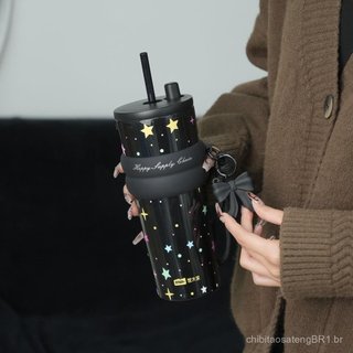 Copo térmico de aço inoxidável SDGA+ de 24 oz com tampa e canudo, à prova de vazamentos, caneca de viagem fofa para bebi