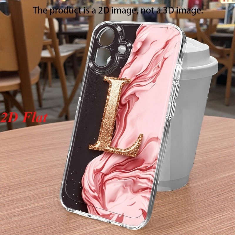 Pó Dourado Letras Fantasmas K & L Padrão Caso Para Samsung A56 A17 A06 A16 A15 A55 A35 A54 A05 A34 A36 A14 A23 Capa