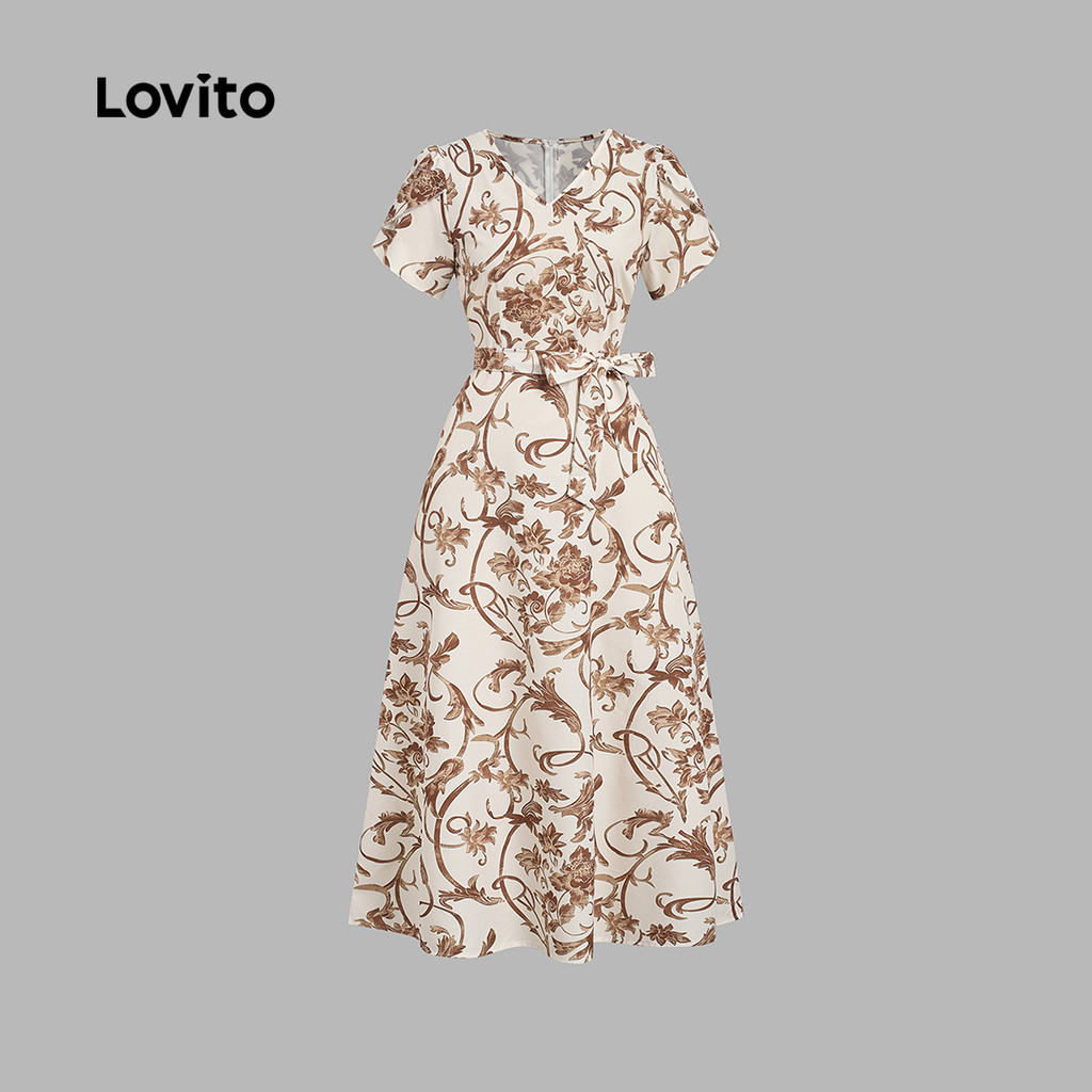 Lovito Vestido Elegante com Flores e Cinto para Mulheres primavera/verão L199ED750 · foto 2