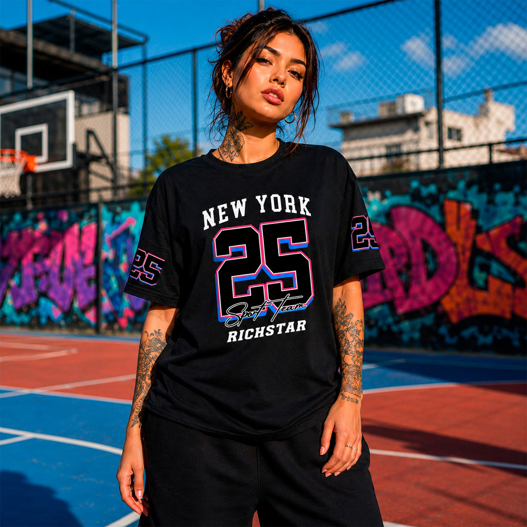 Tshirt Feminina New York 25 Estampada Lançamento Camiseta 100% Algodão Camisetão Camisa Temos Plus Size
