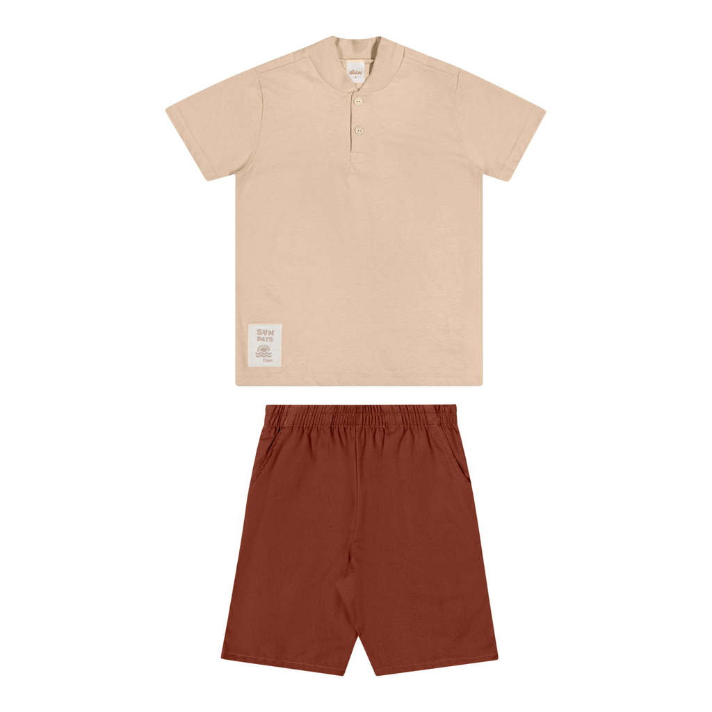 Conjunto Infantil Menino Gola Banana Elian Marrom