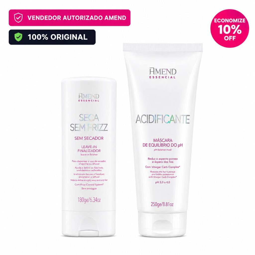 Kit Essencial Seca Sem Frizz, Acidificante - Amend