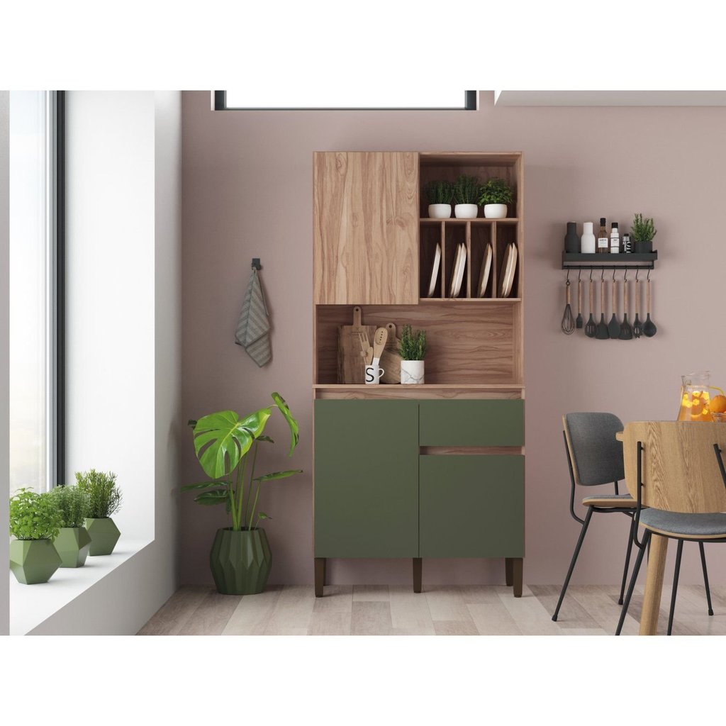Armário Kit Cozinha com 3 Portas, 1 Gaveta AC4310 Bege/Carvalho Oak/Arbo
