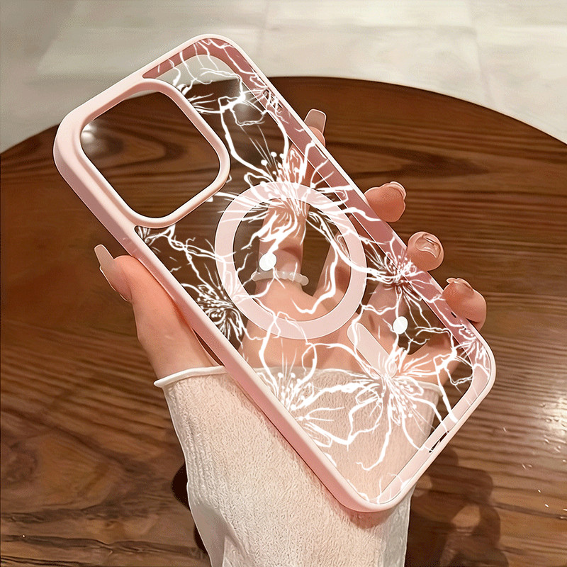 Capa De Telefone Magnética Floral Em Relevo Para Samsung Galaxy A06 A16 A26 A36 A54 A55 A56 A57 A35 A07 A17 A37