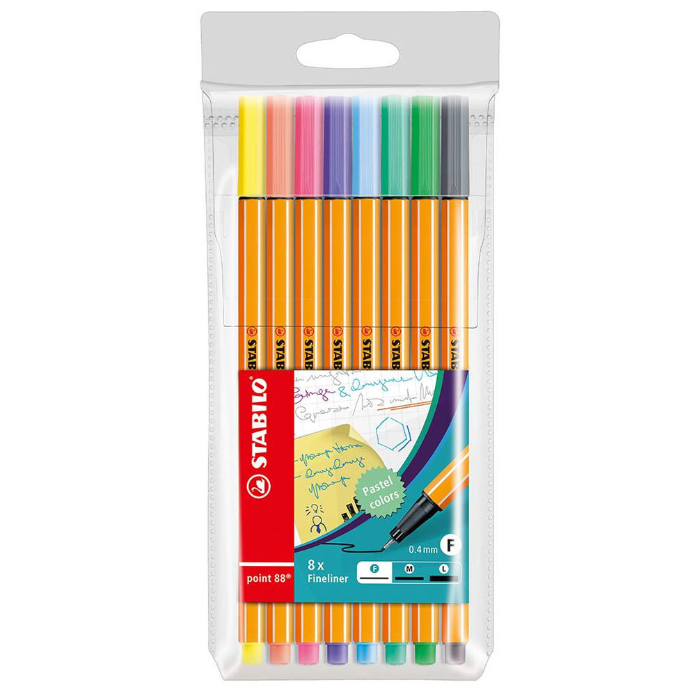 Caneta hidrográfica Fine Point 88/8-01 Cores Pastel estojo com 8 unidades Stabil
