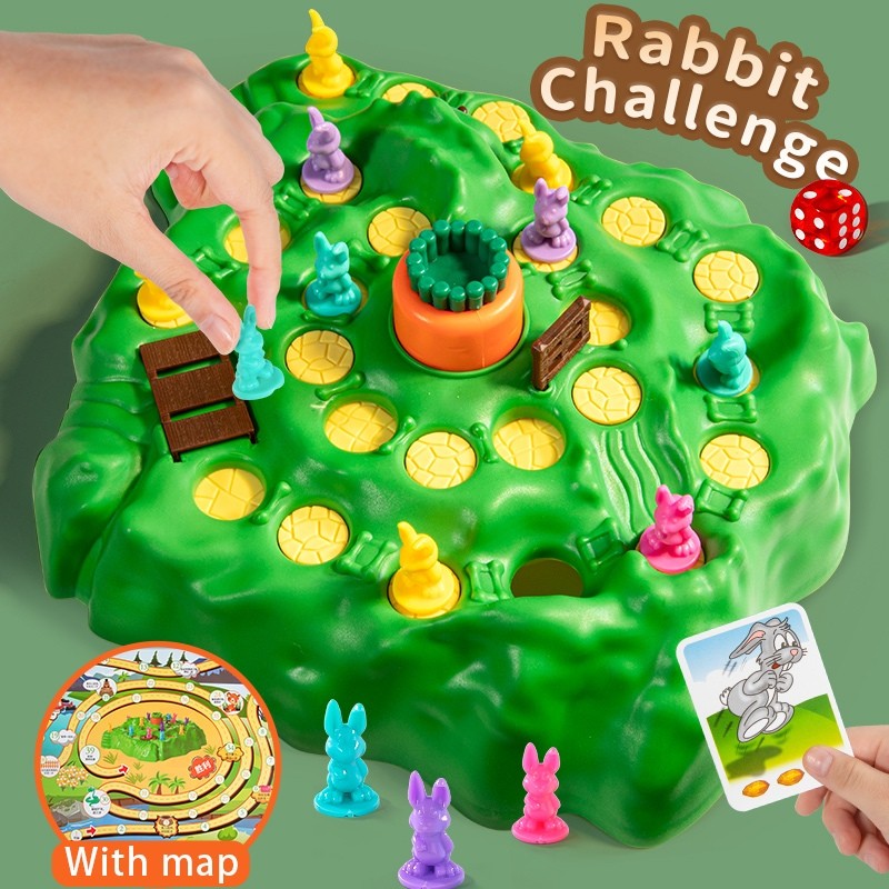 Jogo de Tabuleiro Armadilha Coelho Brinquedo Infantil Educativo Estratégia Interativo Pais e Filhos