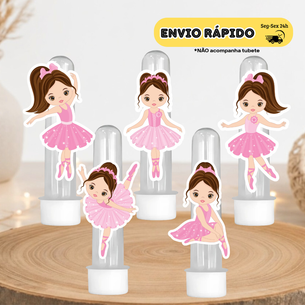 Aplique para Tubete Bailarina - Lembrancinha de festa infantil Aniversário