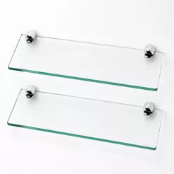 Kit 2 Prateleiras Vidro Incolor 30 x 10 cm 6 mm com Suportes Parede Banheiro Bruen