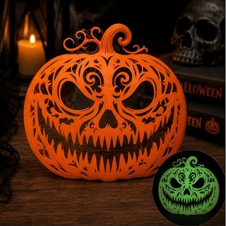 Enfeite de Porta Halloween Abóbora Brilha no Escuro Decoração de Halloween Susto Doce Travessura apto Casa Condominio