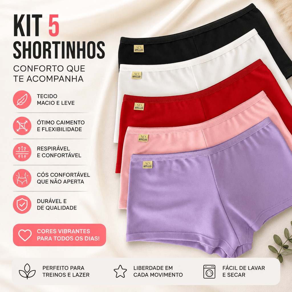 Kit Shortinho Tanga Feminina Cueca Calcinha Microfibra Lingerie Moda Íntima