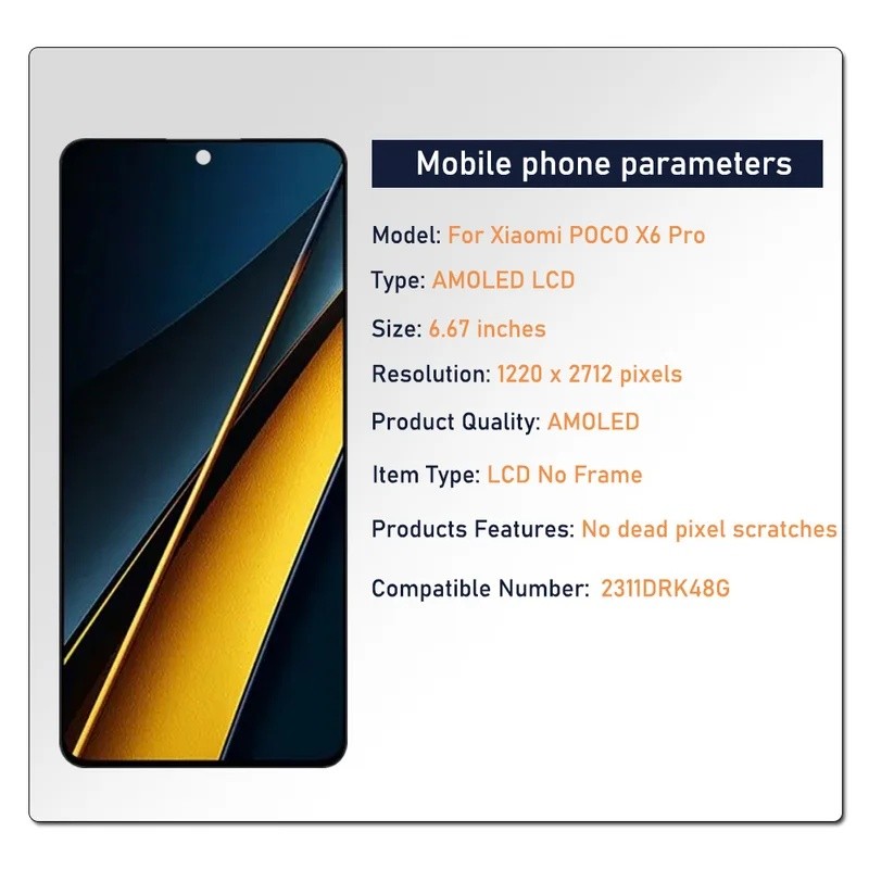 6.67 " LCD AMOLED Para Xiaomi Poco X6 Pro Display Tela De Toque Digitador Assemb