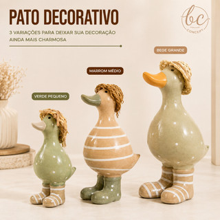 Pato Decorativo de Cerâmica com Chapéu em 3 Tamanhos BC Concept