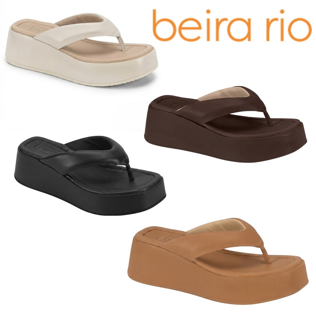 Sandalia Tamanco Feminino Beira Rio Plataforma Confortável Original Calce Fácil Salto Grosso Casual Leve Macio