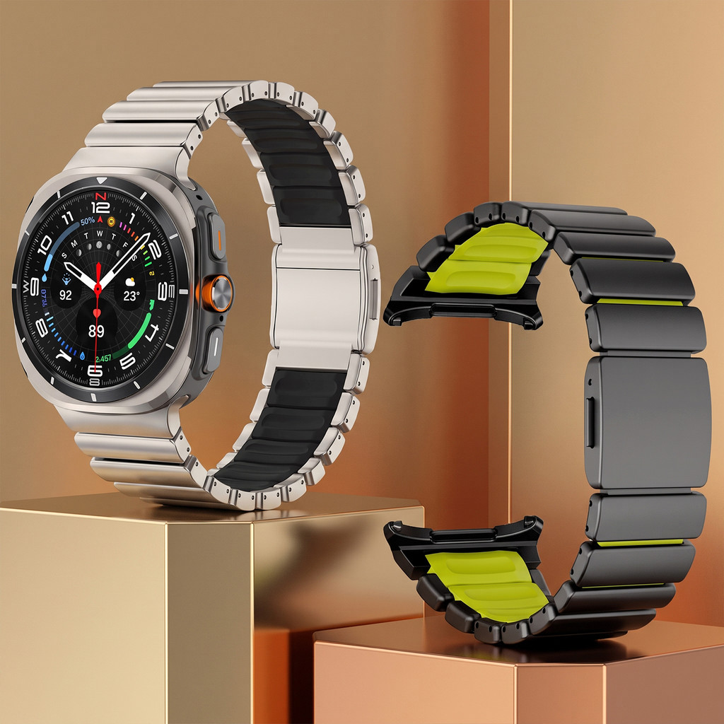 Pulseiras De Fecho Magnético Silicone + Pulseira De Titânio Para Samsung Galaxy 