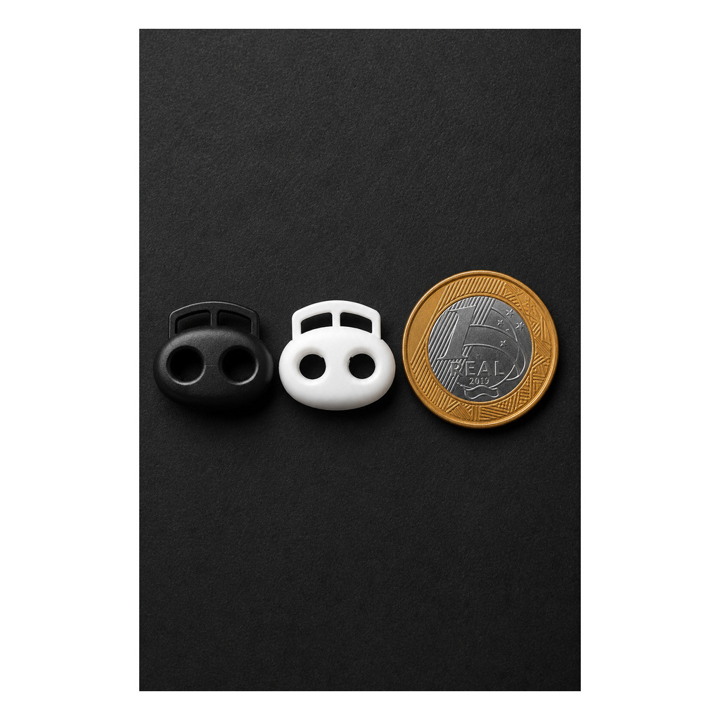 Regulador Aviamento 2 Furos Pra Cordão 50 Preto 50 Branco — imagem 2 de 2