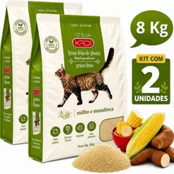 Kit 02 Areia Grãos Finos Milho Mandioca Kadi De 4 Kg Biodegradáveis Para Gato