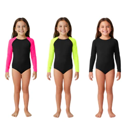 Maiô Infantil Manga Longa UV 50+ Poliamida Praia Piscina Tam 2 ao 14