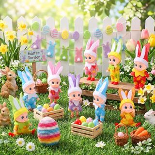 VioraWhite 12 Peças de Pequenos Elfos de Pelúcia para Páscoa, Miniaturas para Cestas de Páscoa para Crianças, Brinquedo 