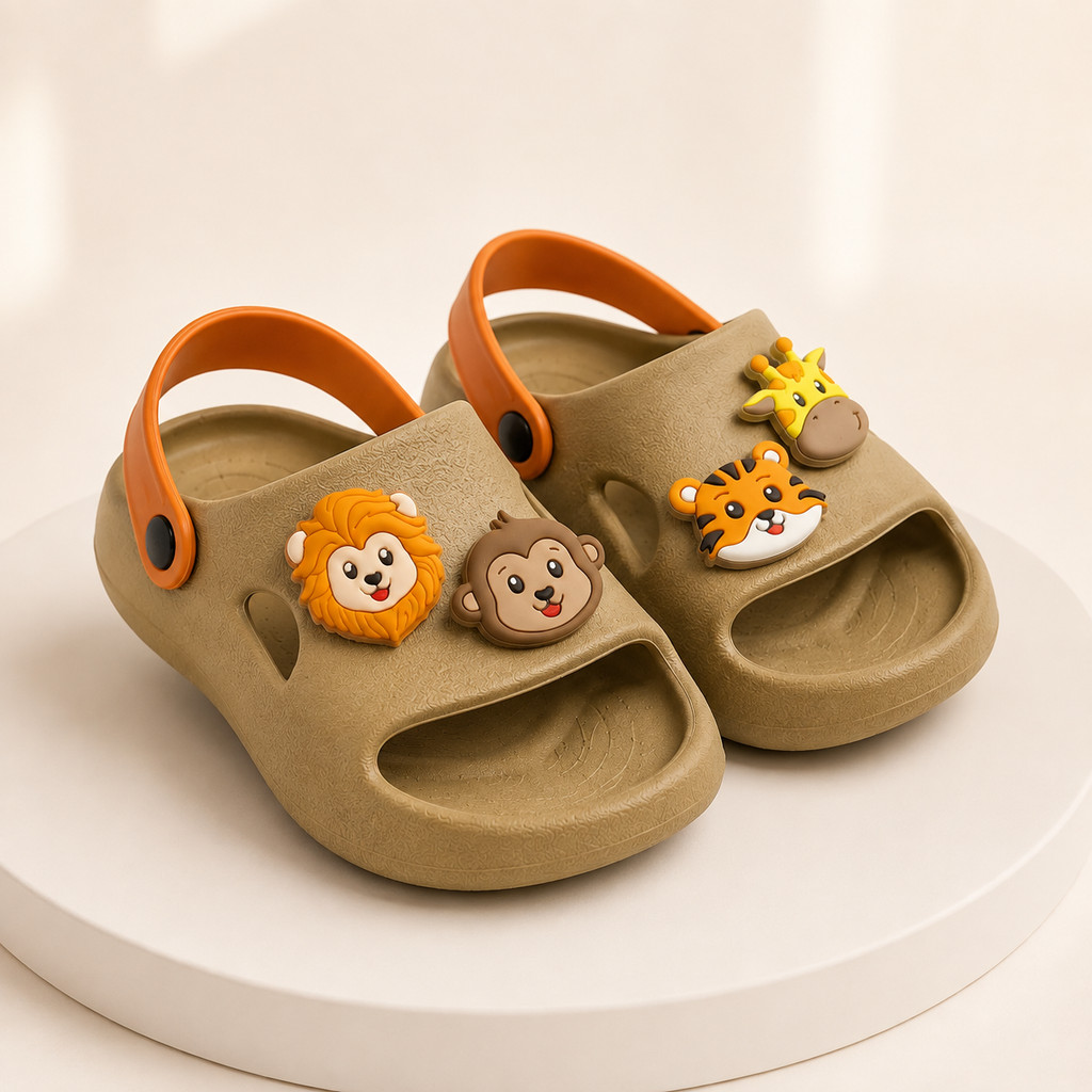 Chinelo Infantil Nuvem Meninos Slide Safari Animais Confortável Leve Macio