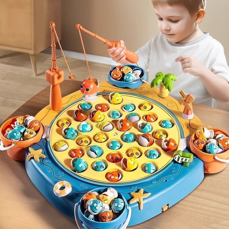 Crianças brincam casa brinquedos elétricos rotativos brinquedos de pesca com som vara de pesca magnética brinquedos educ